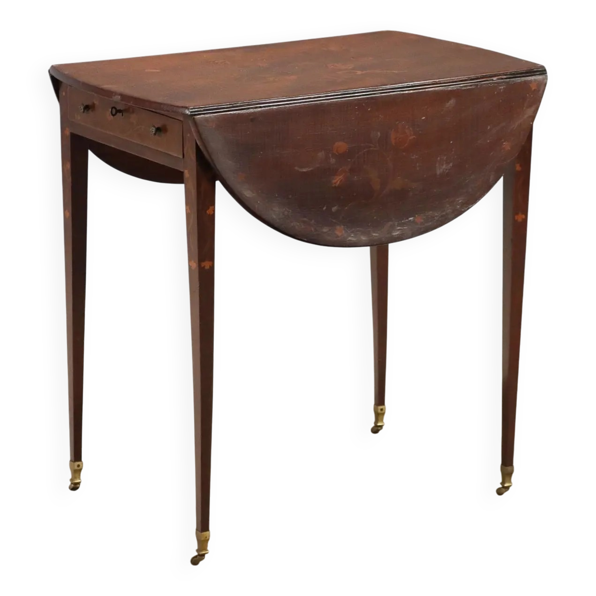 Petite table ancienne en acajou marquetée, Royaume-Uni, XIXe siècle