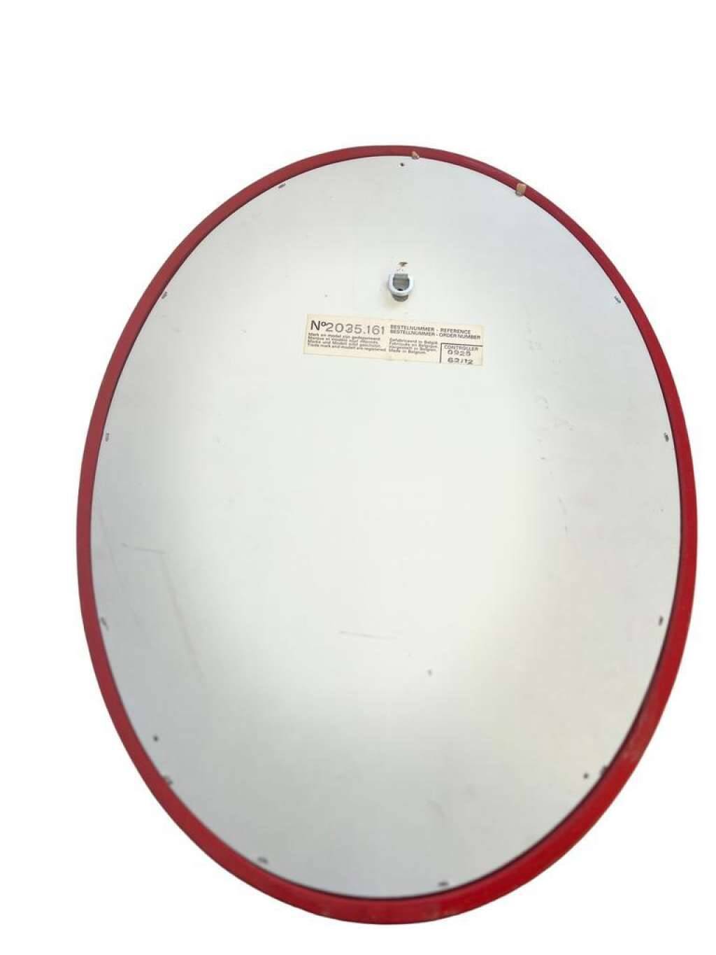 Vintage space age mirror in orange red
