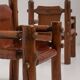 Brutalist Armchairs in Saddle Leather, Hungary, 1970s