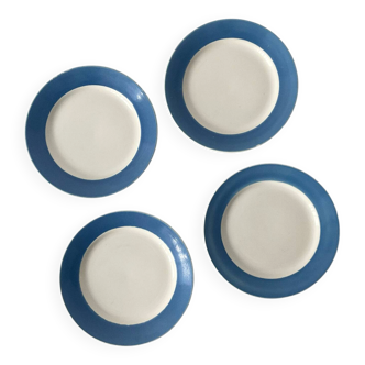 Set of 4 flat plates Luneville – white and blue earthenware