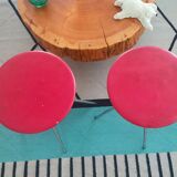 German red leather swivel filigree rotating height adjusting stools by Hailo 1960s, Set of 2