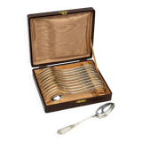 Box of 11 small spoons in Marly style CL in silver-plated metal – late 19th century