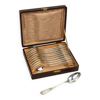 Box of 11 small spoons in Marly style CL in silver-plated metal – late 19th century