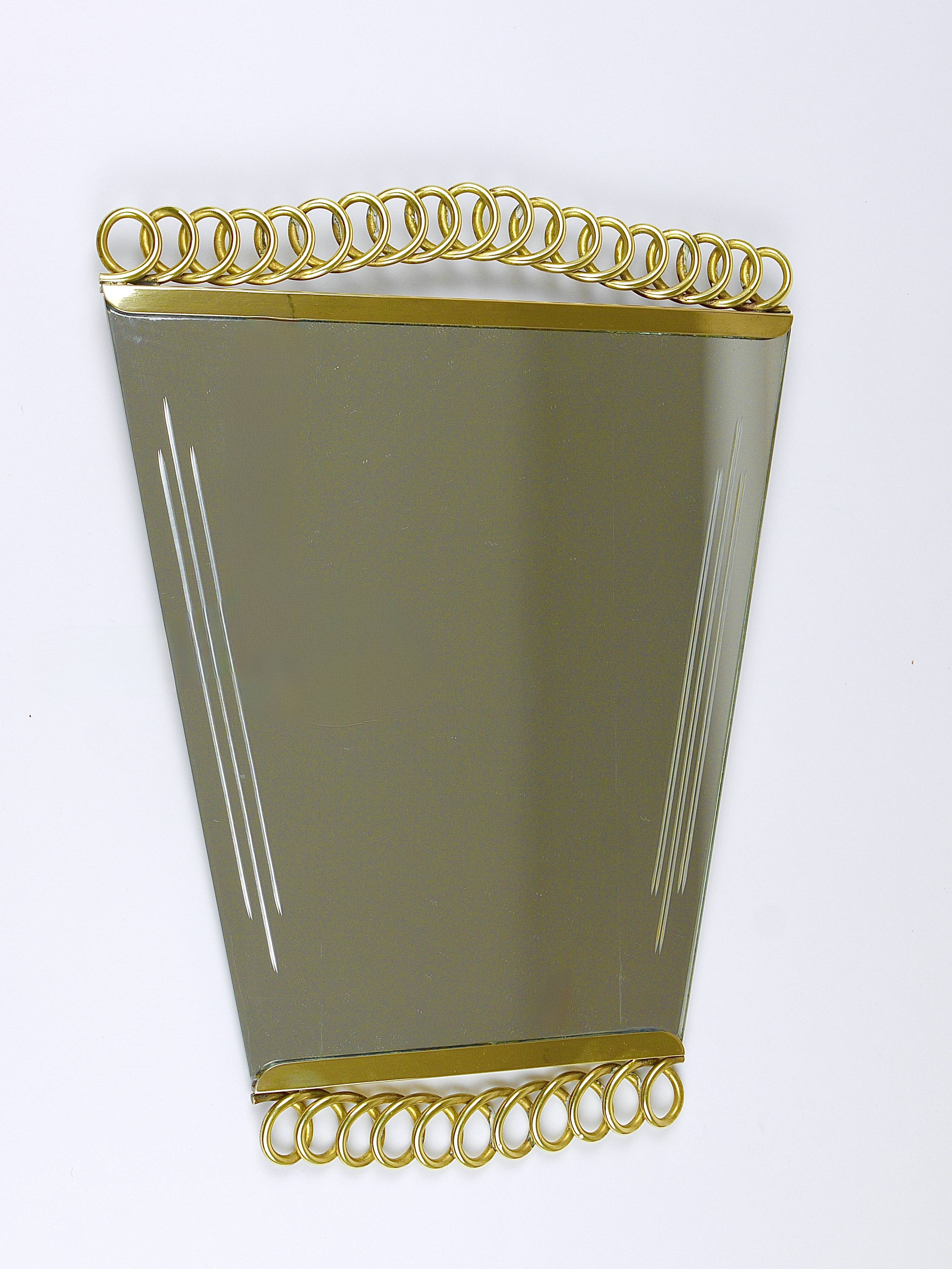 Josef Frank Attr. Mid-Century Brass Loop Wall Mirror, Austria, 1950s