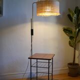Vintage modernist reading floor lamp with table Poland 1960