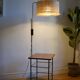 Vintage modernist reading floor lamp with table Poland 1960