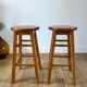 Pair of high stools / bar varnished wood 60-70s