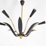 Plafonnier flower petals in Bakelite and aluminum cast, Italian sputnik