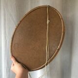 Vintage oval wicker mirror
