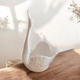 Vintage English white ceramic swan vase/cachepot