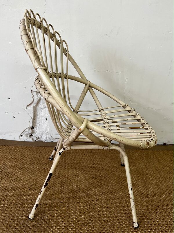 Fauteuil coquille rotin enfant