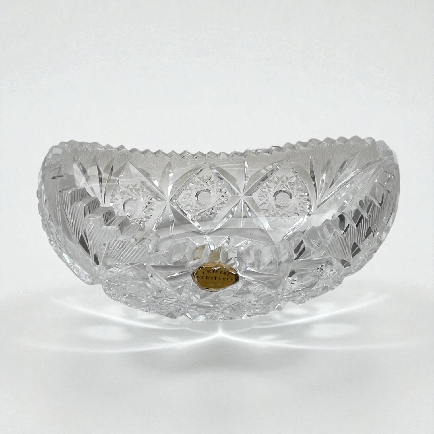 Oval salad bowl in cut crystal from Lorraine 1960 - crystal fruit bowl