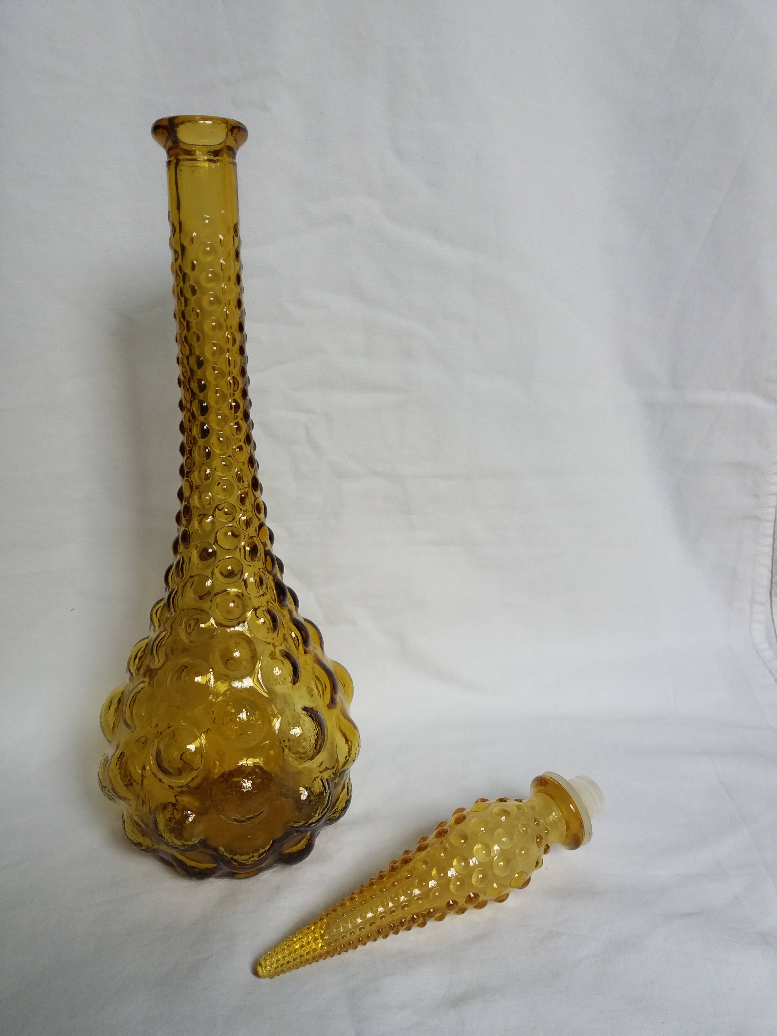 Carafe Empoli Italy Genie bottle in amber glass