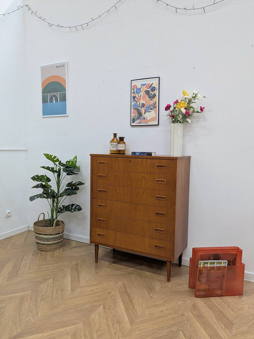 Vintage Scandinavian teak chest of drawers