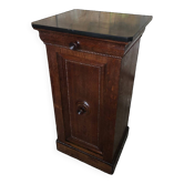 Chevet table nuit xixeme bois rang de perles + plateau marbre noir #a637