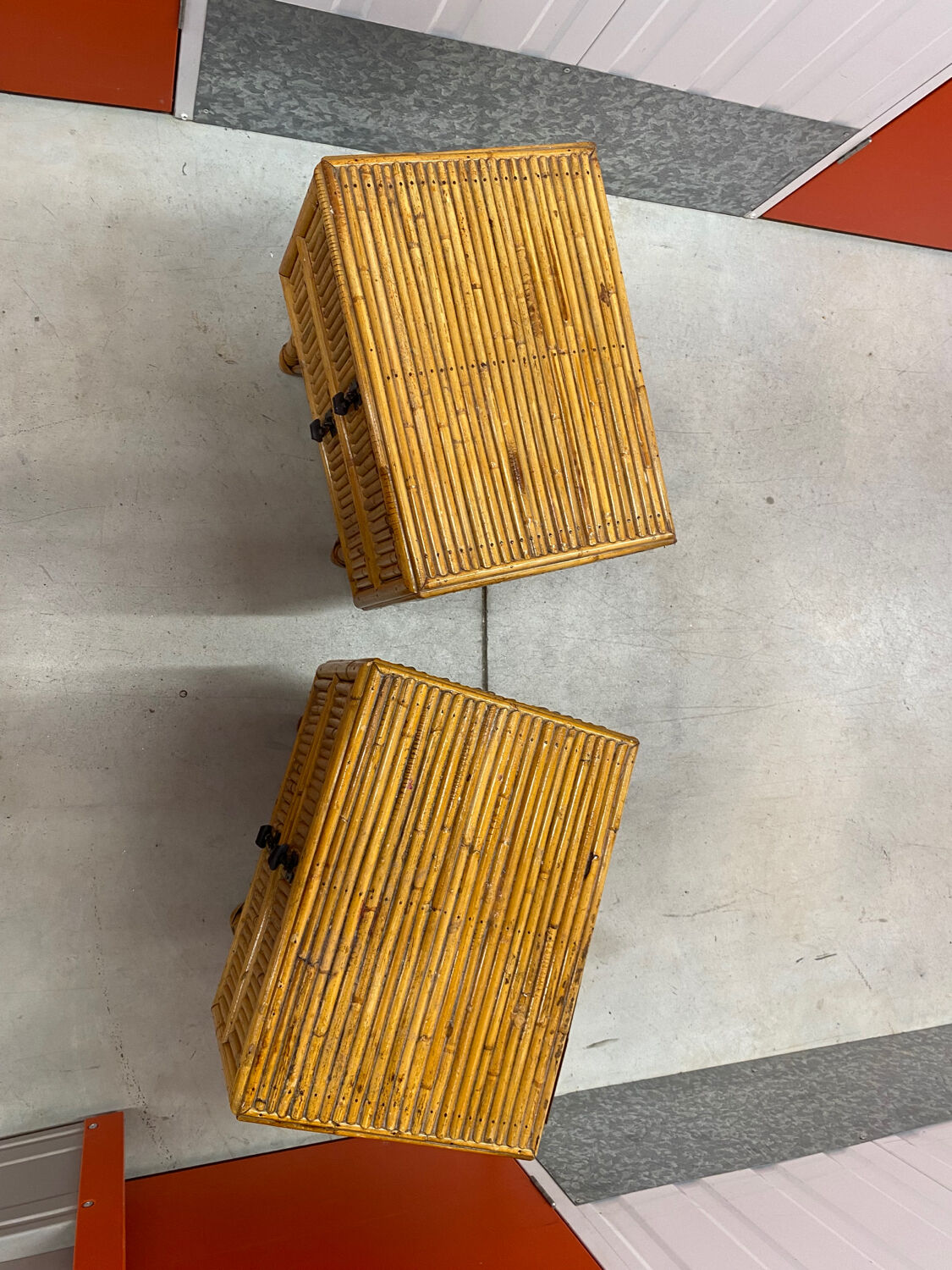 Pair of bamboo bedside tables