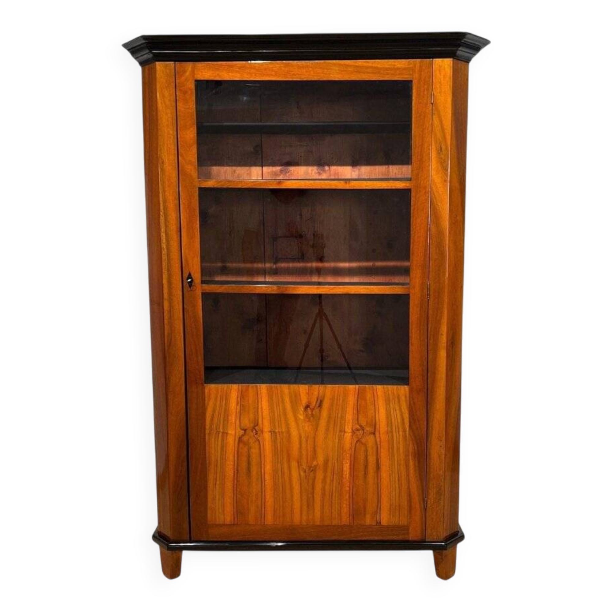 Biedermeier Bookcase in Walnut & Glass, Austria, 1825