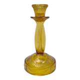 Art Deco amber glass candle holder