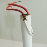 Lampe suspension vintage 70s en opaline blanche, globe 20 cm, chrome, éclai