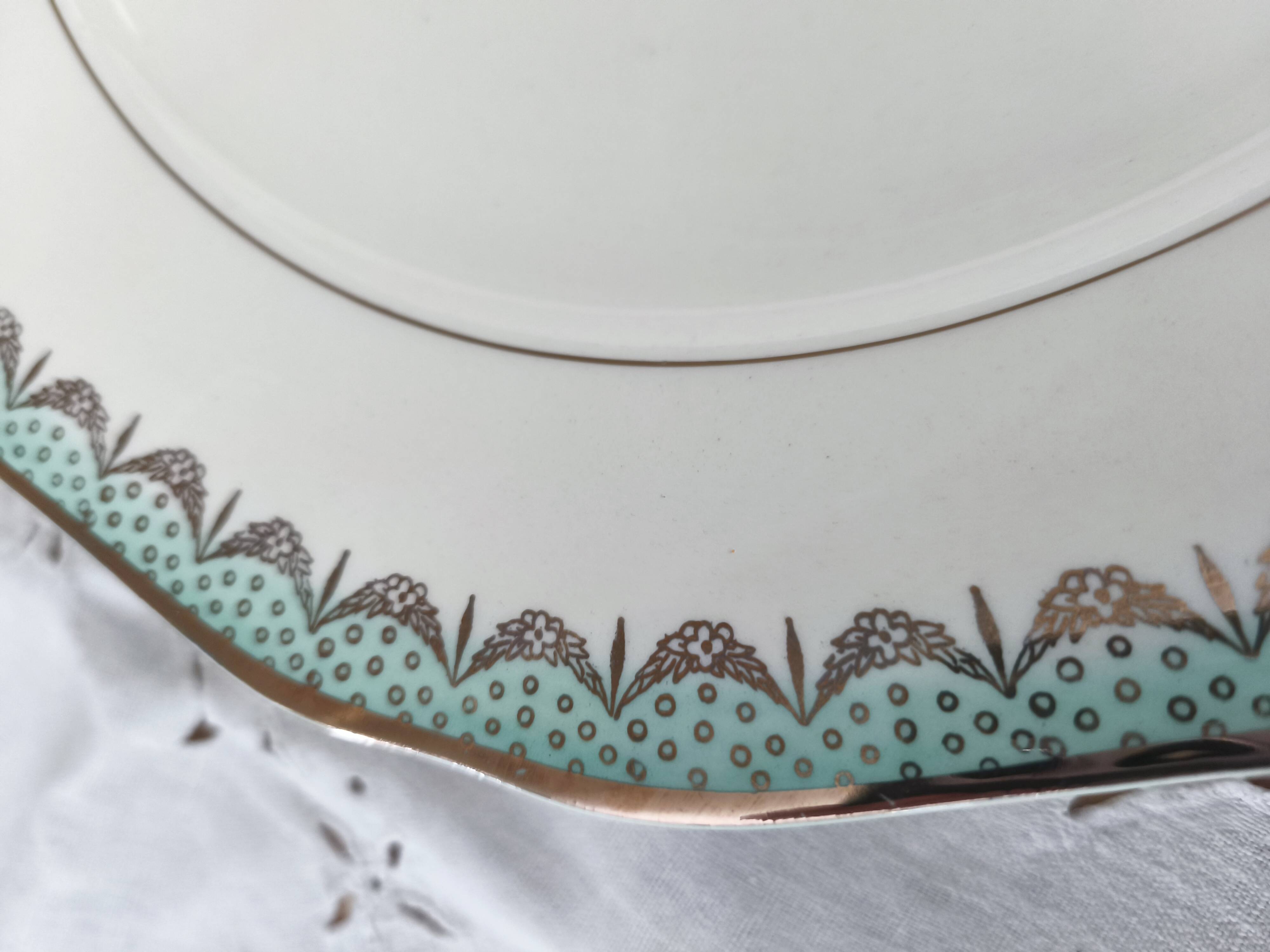 Round earthenware dish, Longwy France, Trianon model