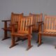 Set of four pine Scandinavian armchairs 1930
