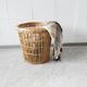 big rattan wastebasket, wicker basket, bamboo basket