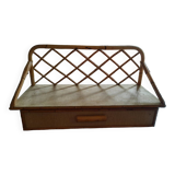 Rattan and bamboo wall shelf