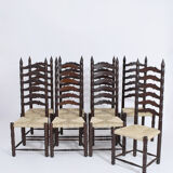 Set of 8 high back chairs, 1950s.