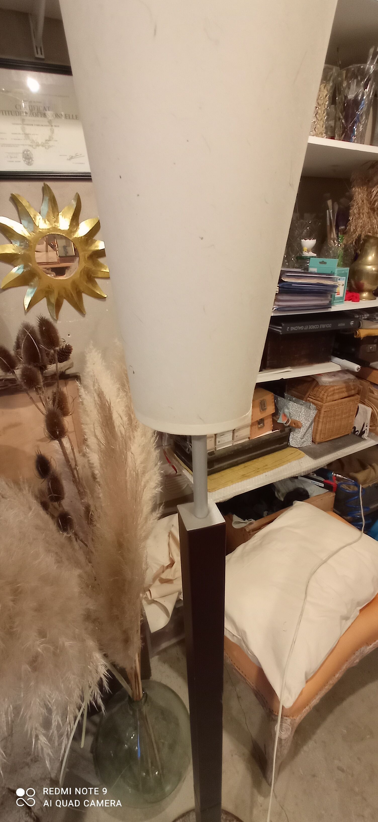 Wood and metal floor lamp