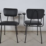 Fauteuils en skaï noir 1950
