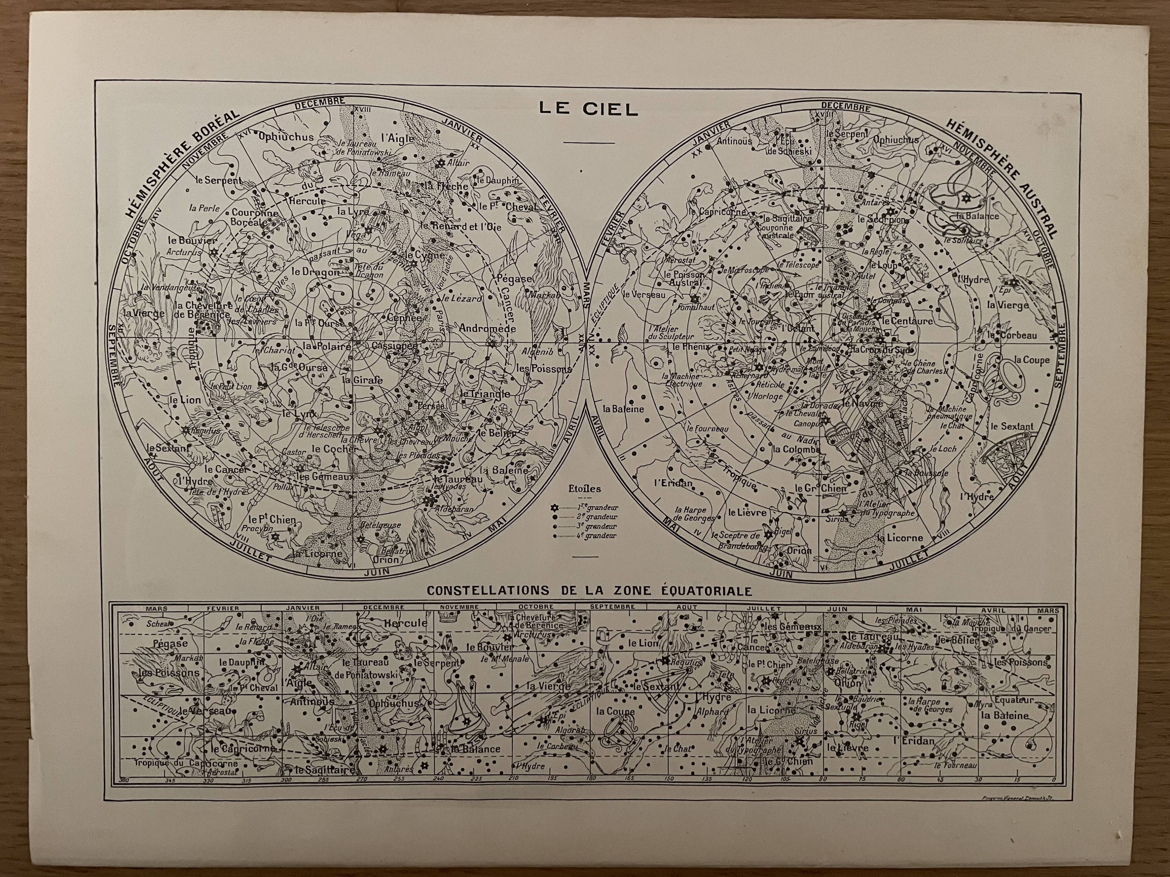 Lithograph engraving on the sky of 1897