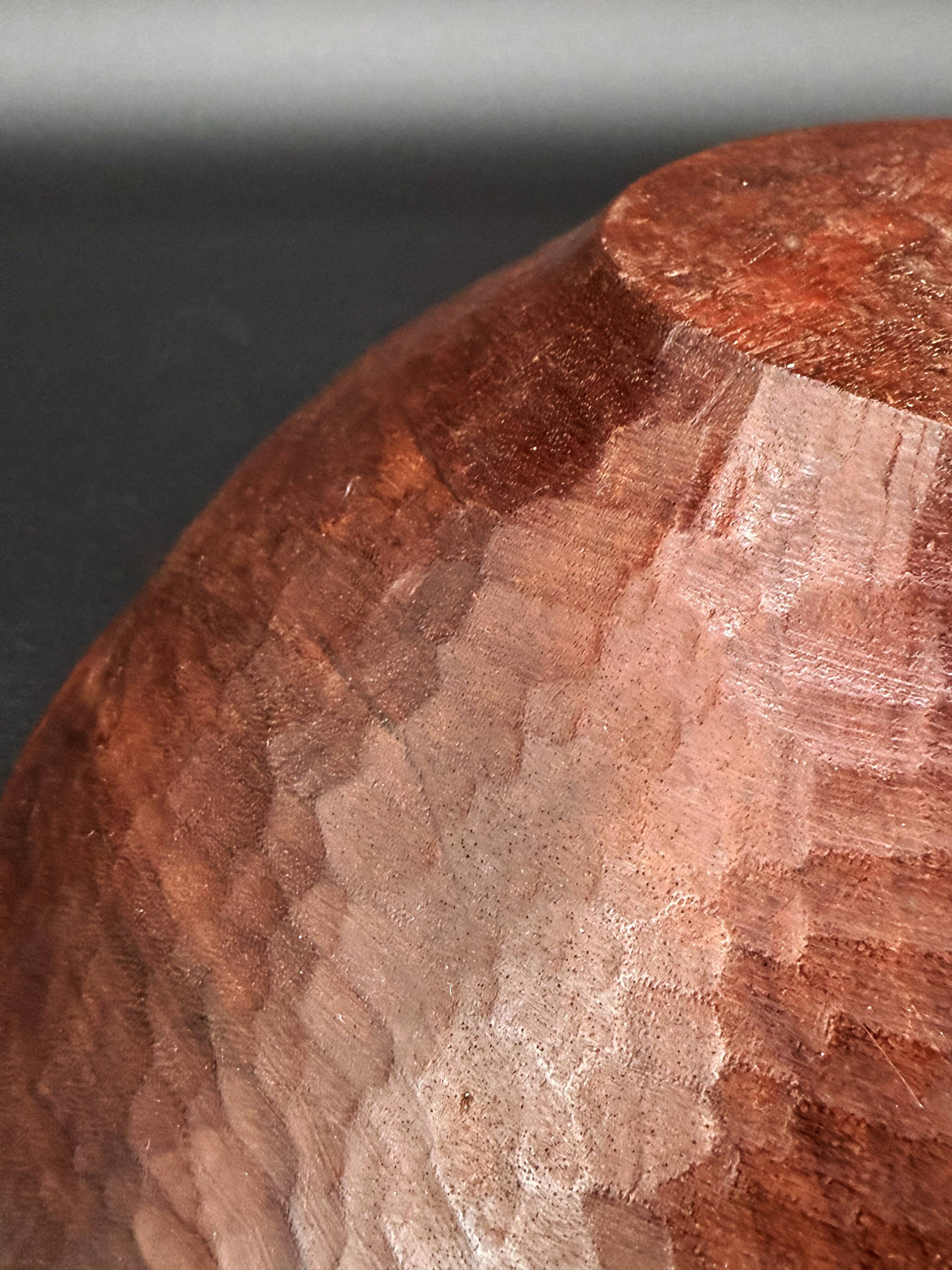 Large vintage hand-carved wooden platter – mahogany, 1960s