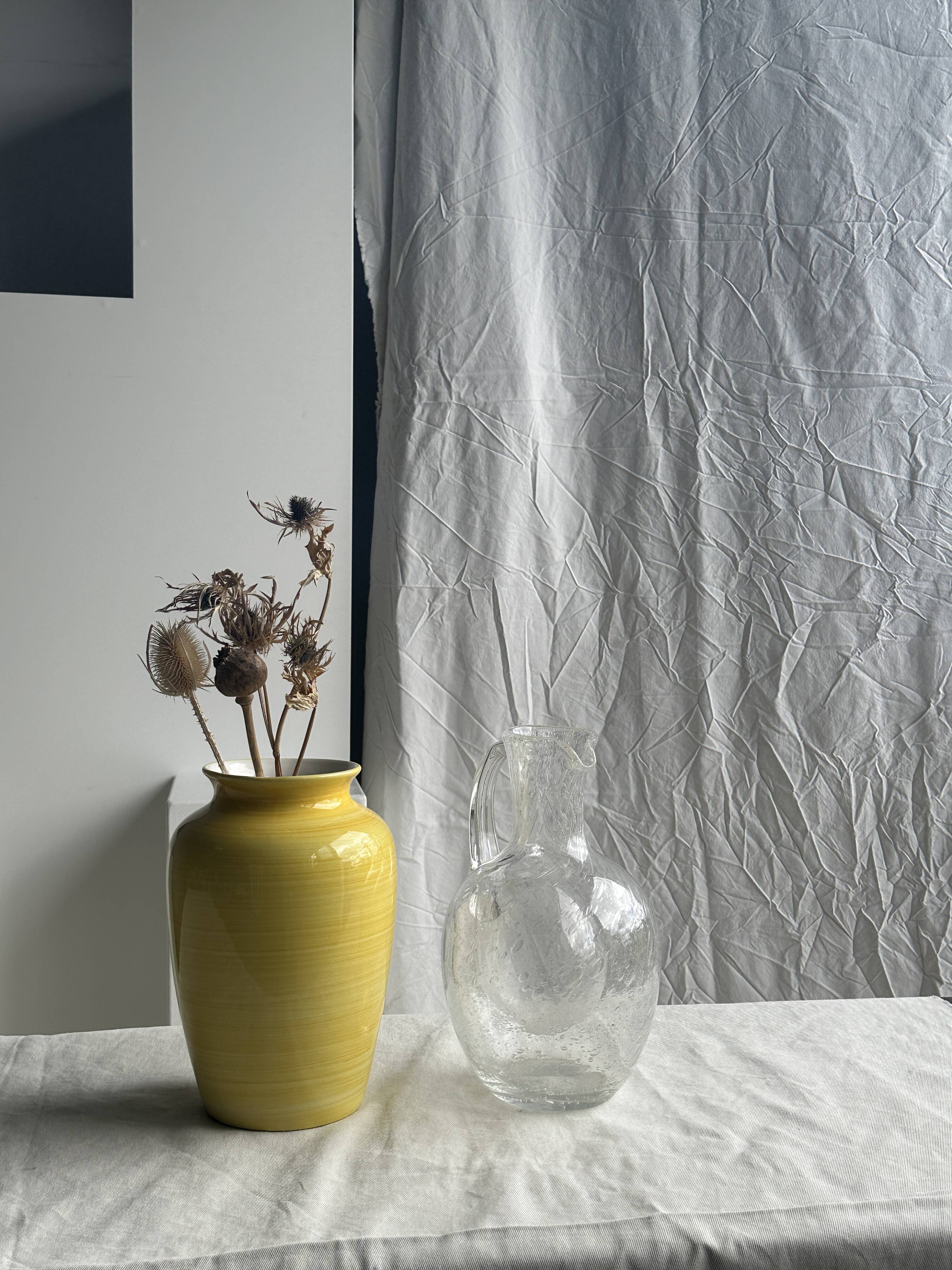 Large blown glass carafe with ice cube compartment Biot