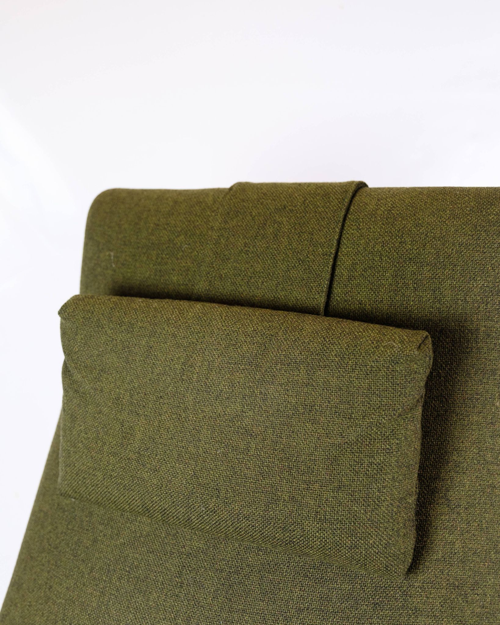 Set Of 2 Armchairs With Stool Made In Green Fabric & Teak By Alf Svensson For Fritz Hansen From 1960
