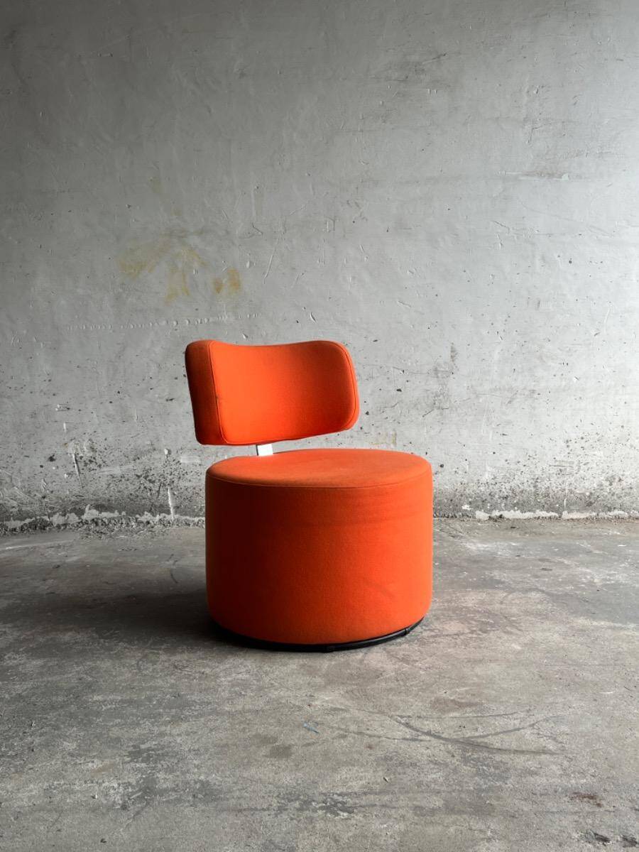SITS Mokka swivel armchair in orange fabric — Scandinavian modern retro rounded design