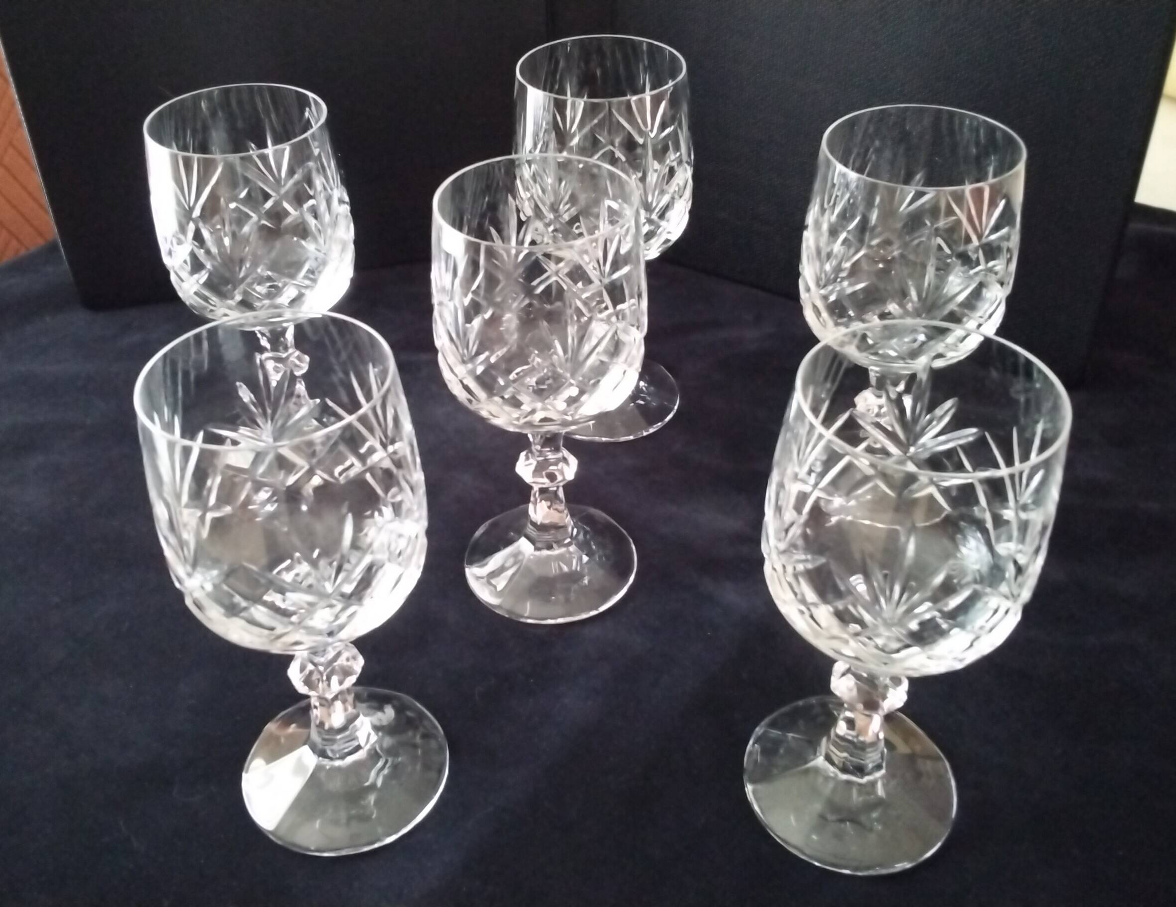 6 water glasses or large cut crystal wine glasses