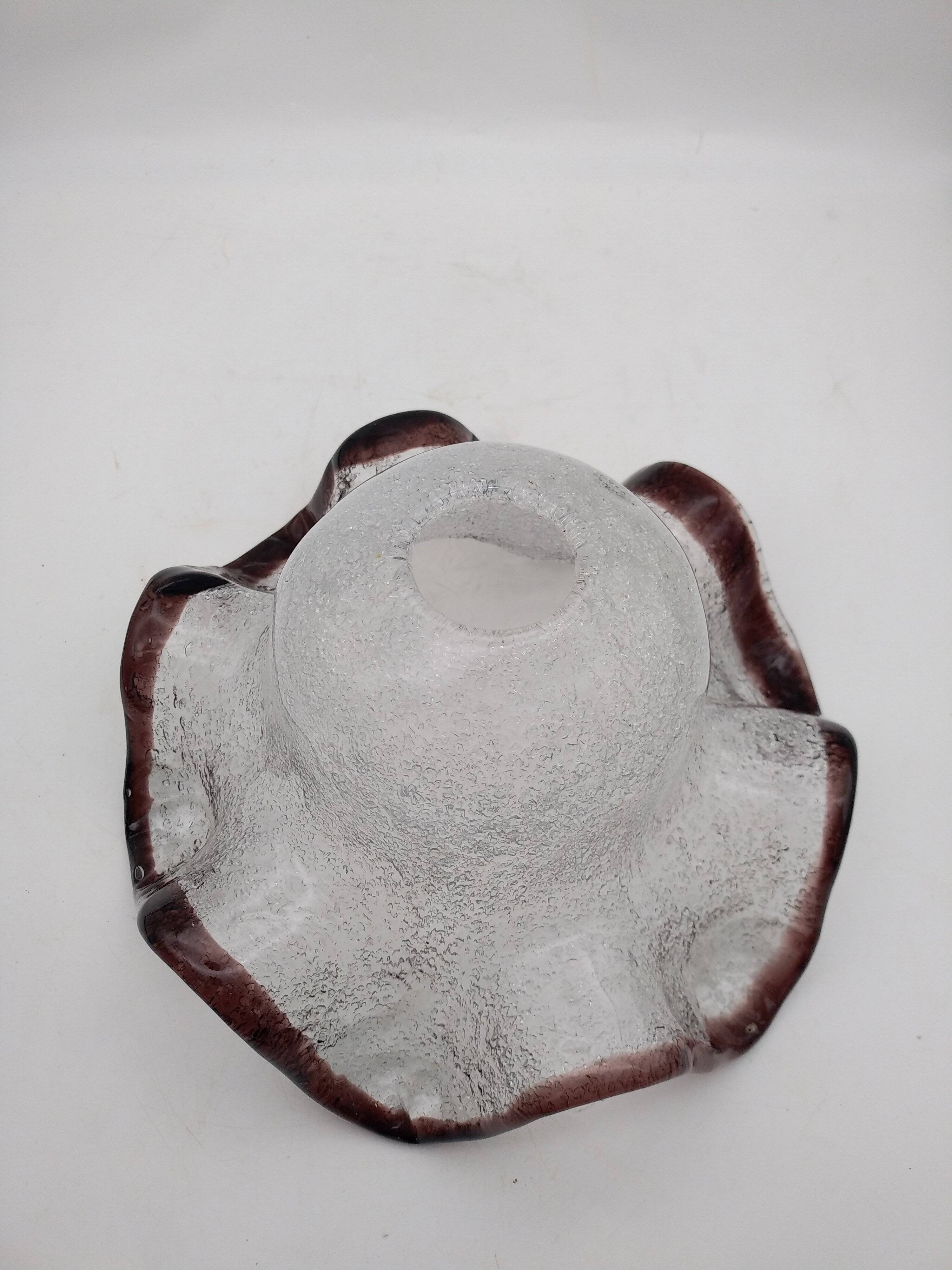 Abat -jour tulipe Murano Mazzega .Verre grêlé .