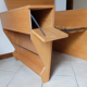 Fauteuil 1980 en bois et cuir piqûre sellier