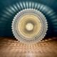 Vintage globe wall or ceiling light in molded diamond-point glass
