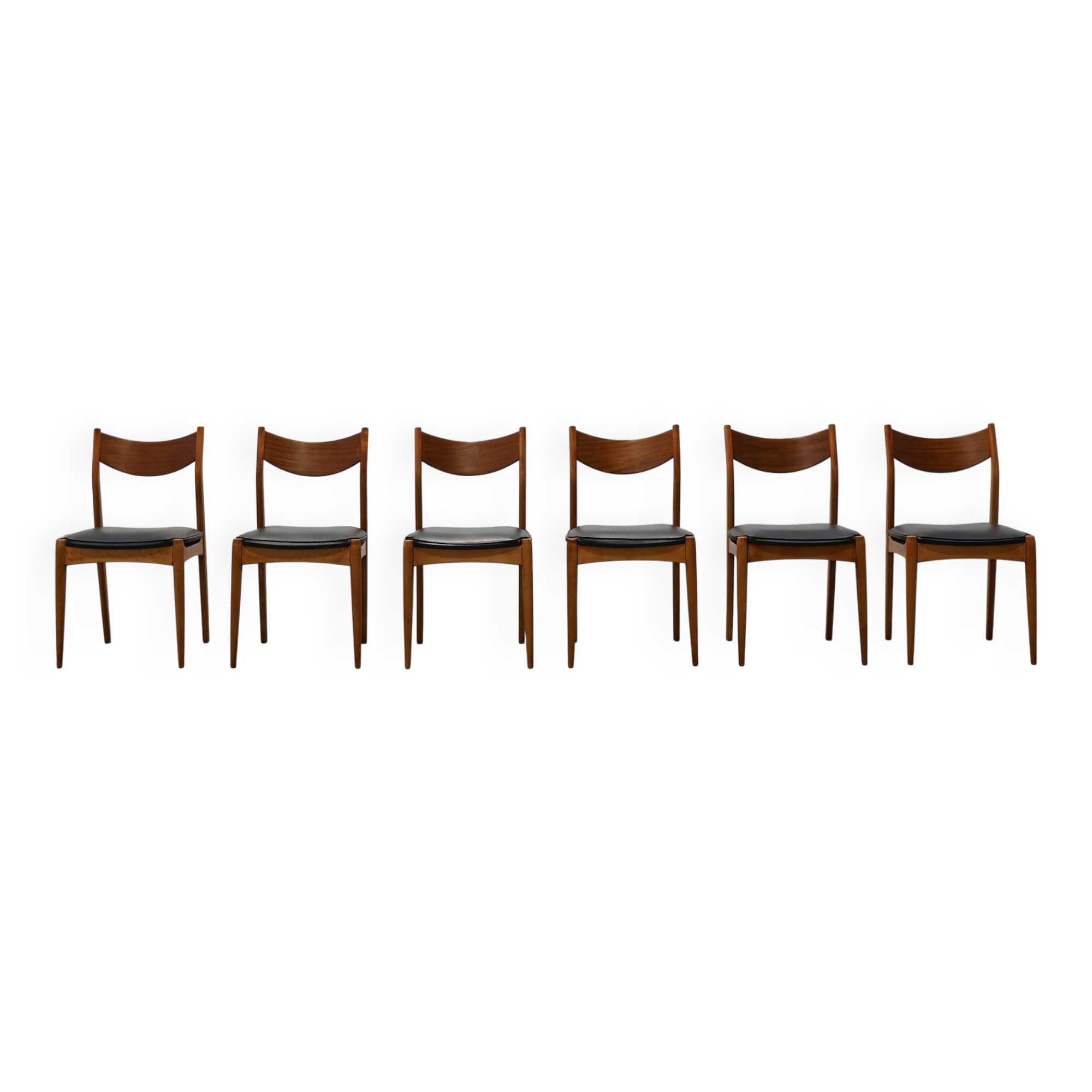 Set of Six Mid-Century Modern Belgian Teak Dining Chairs, 1960s