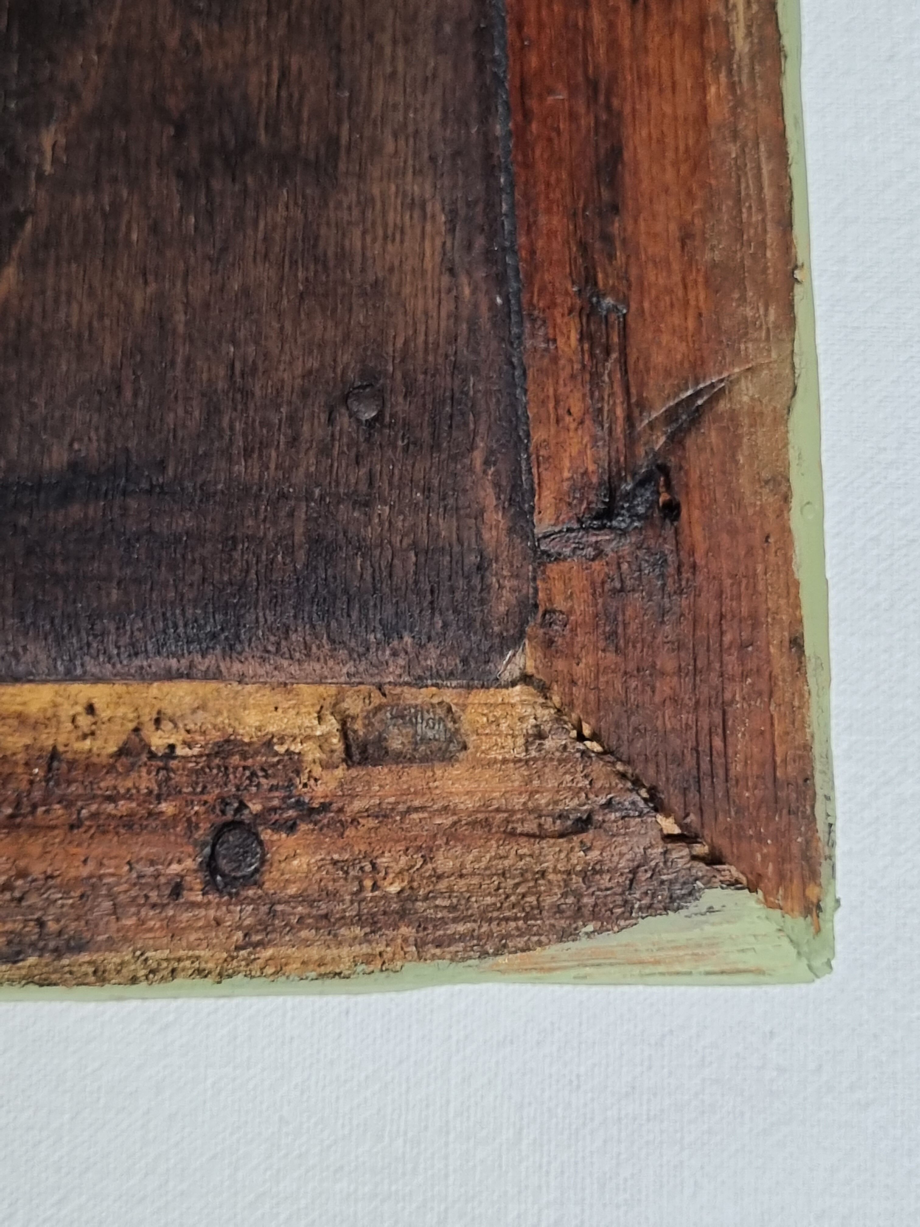 MIroir ancien de style Louis XV en stuc et bois patiné 58x43 cm