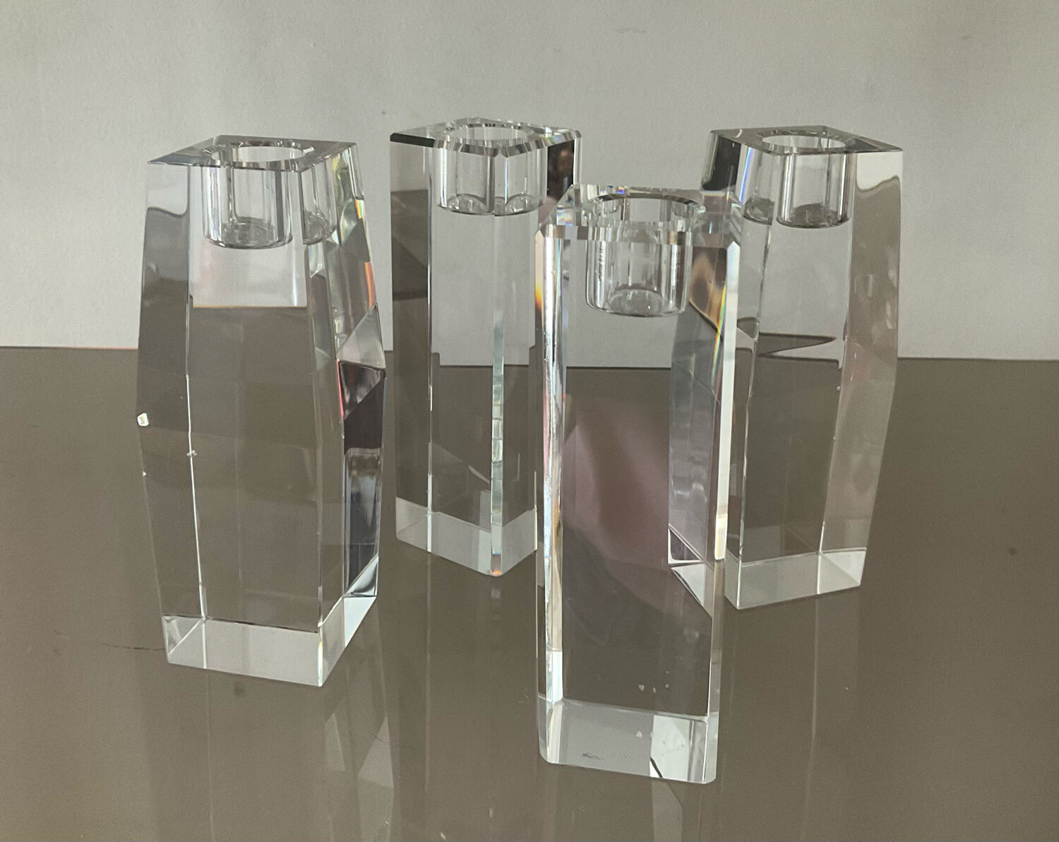 Set of 4 crystal candle holders from the 70s
