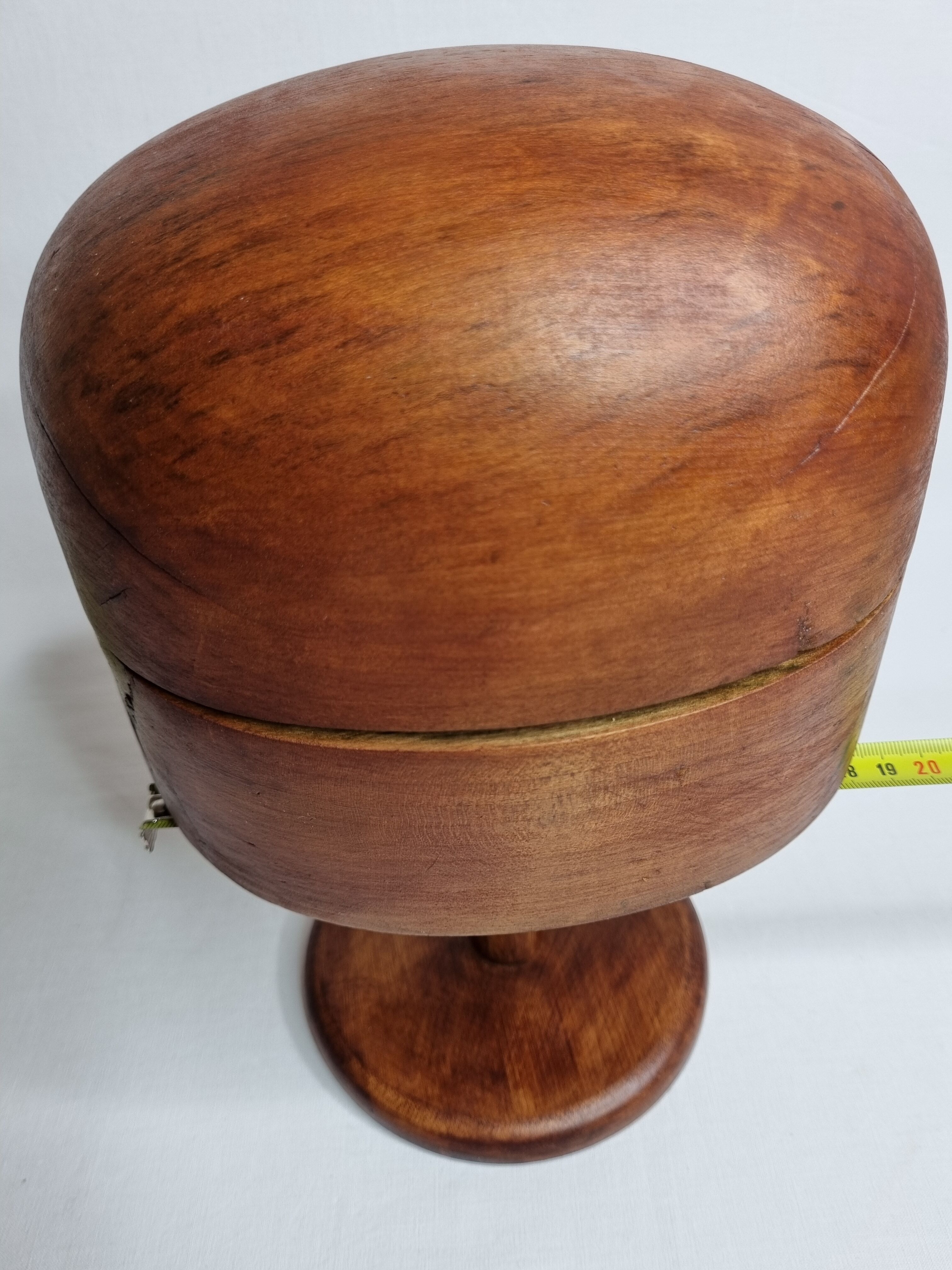 Old wooden hat shape on foot, 1900, 29 cm