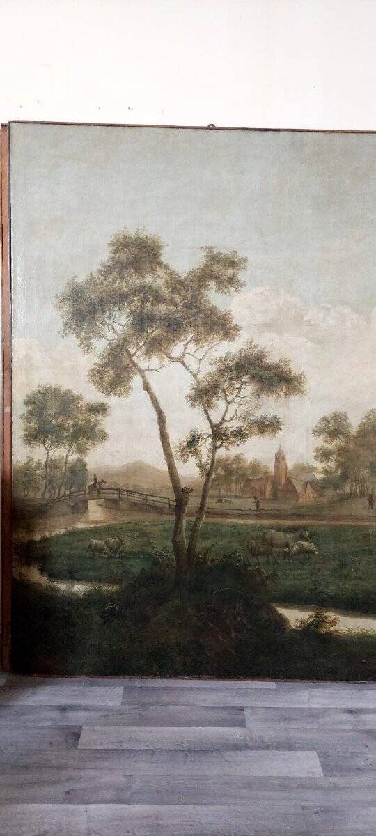 Large oil painting on canvas 2 m x 1.50 m - animated landscape - Charles Louis Verboeckhoven