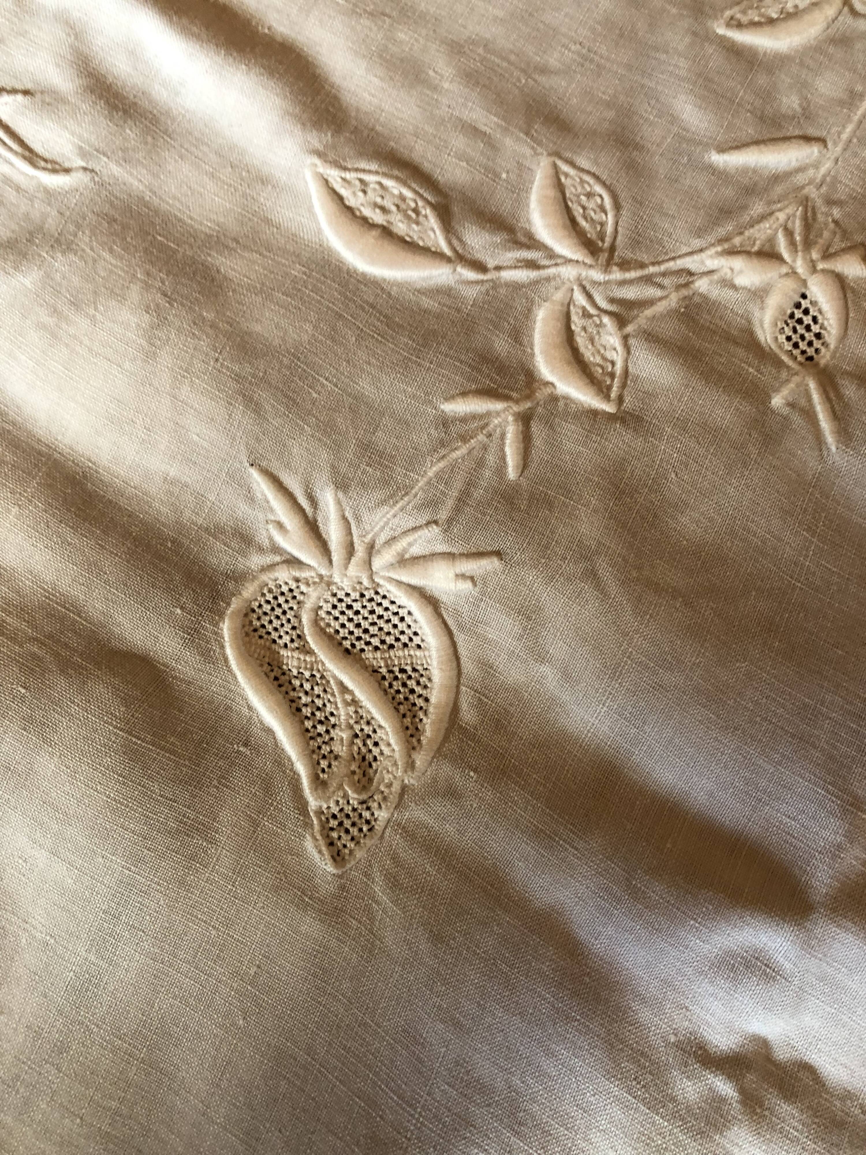 Embroidered linen tablecloth