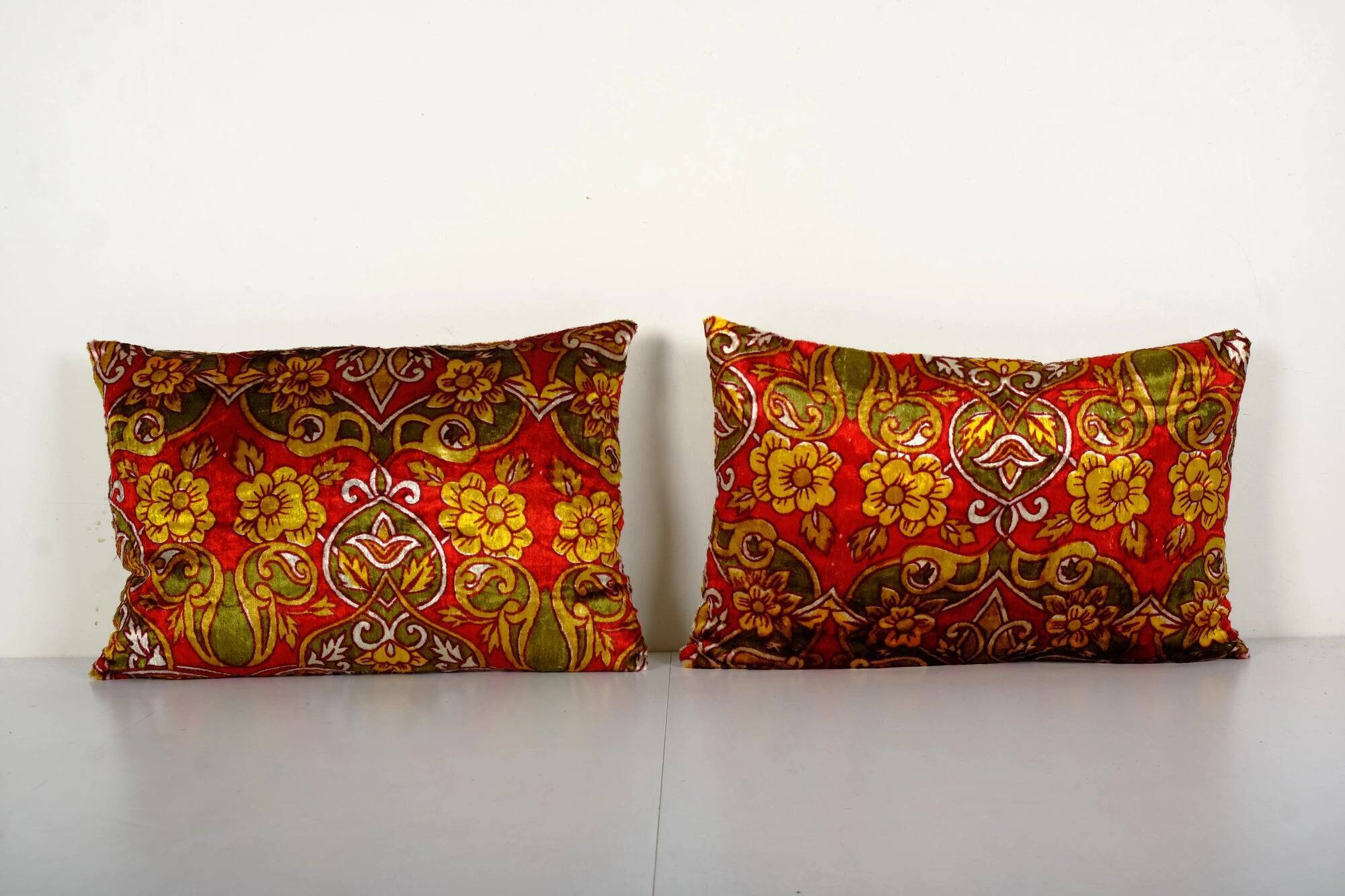 Set of 2 vintage velvet cushion covers 56x38 cm
