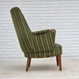 1960s, Danish armchair, green furniture wool, teak wood.