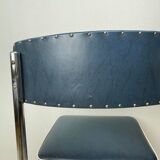 Chaise Gispen pour enfants en vinyle chrome et bleu