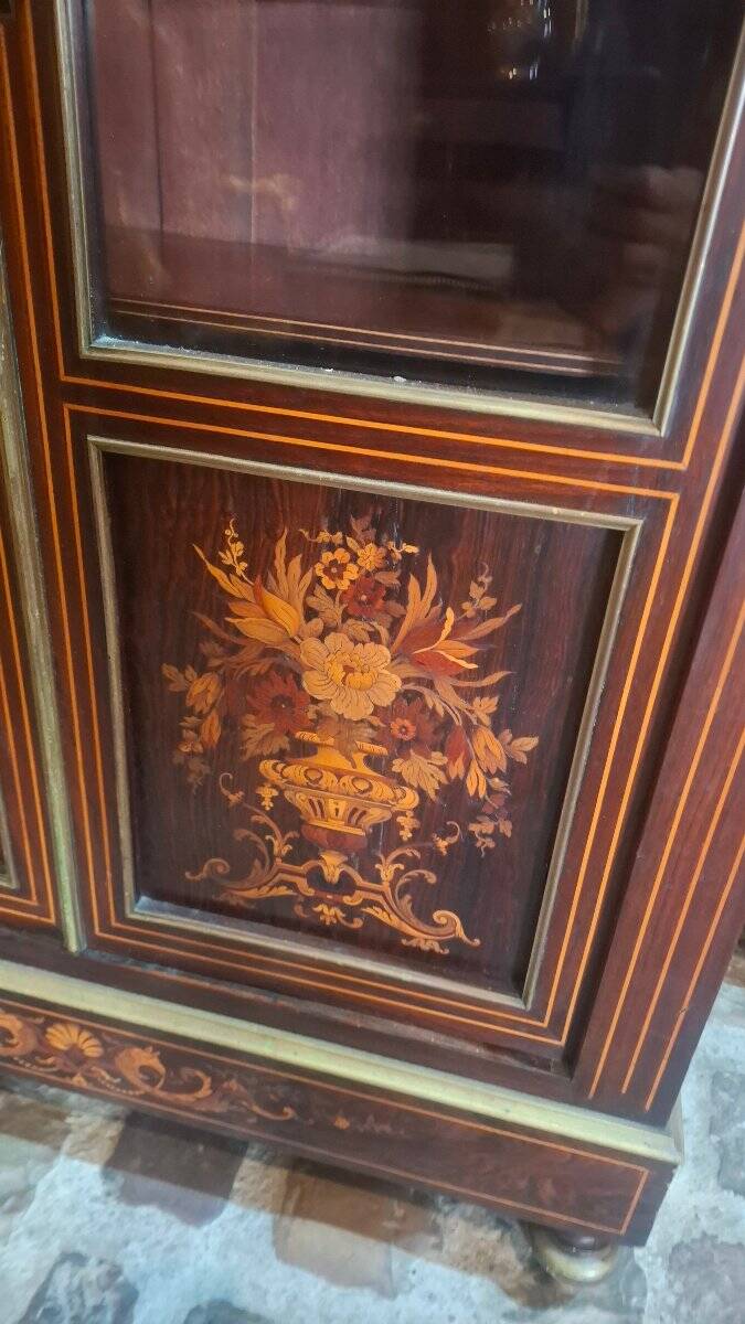 Napoleon III marquetry display cabinet