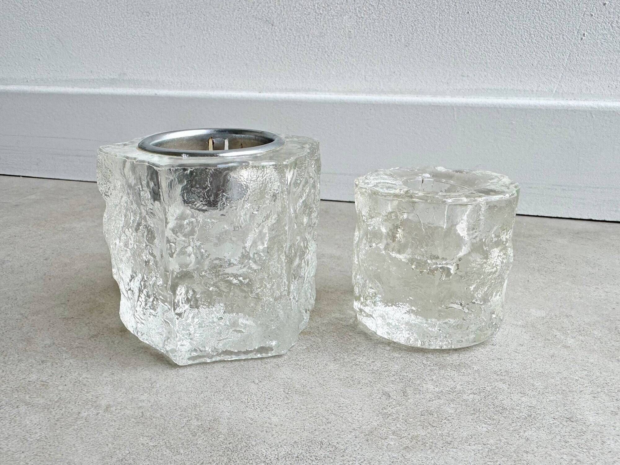 2 Vintage Scandinavian ice class candle holders